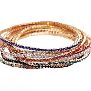 Crystal Tennis Bracelet Beaded Stretch Strand Stacked Bracelet Fashion Gifts NWT